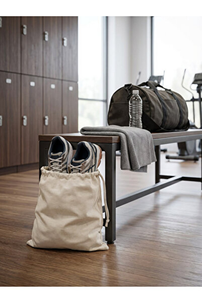 YUNUSOĞLU HOME حقيبة حمل أحذية من القماش الخام برباط مقاس 35 × 40 سم بلون طبي...