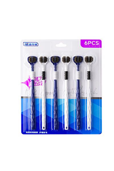 Choice ٦ فرش أسنان يدوية ثلاثية الأبعاد، ٦ فرش أسنان ناعمة على شكل حرف U بثلا...