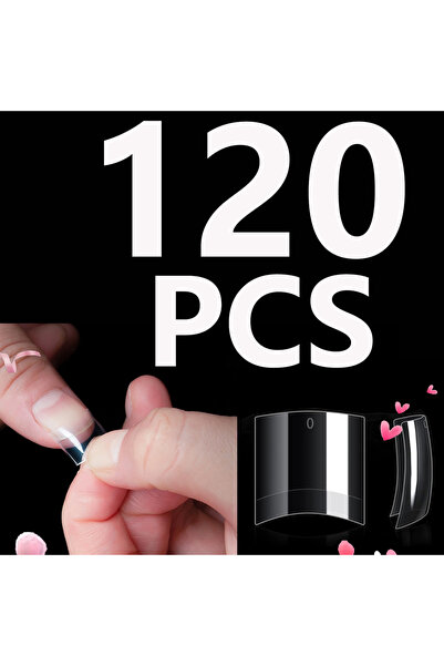 Choice Lavender 120PCS- Semi-frosted short almond clear fake nails, whitening...