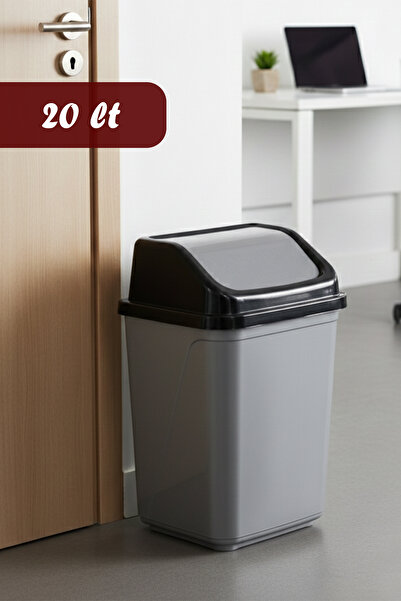 Porsima 0099 Coș de gunoi gri-negru cu capac - Coș de gunoi preferat pentru b...