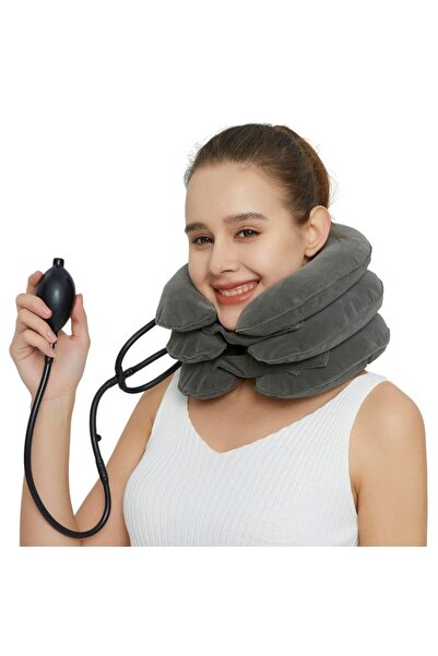 Choice جهاز شد الرقبة الرمادي اللون، دعامات رقبة قابلة للتعديل والنفخ لتخفيف ...