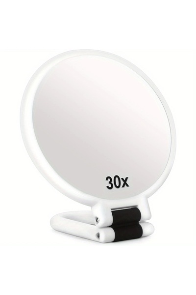 Choice مرآة يدوية بيضاء مكبرة 30 مرة، ذات وجهين، قابلة للطي، مرآة مكياج للسفر...