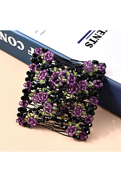 Choice مشط شعر سحري مرن للنساء باللون البنفسجي، صفان، سهل التمديد، مثالي لحفل...