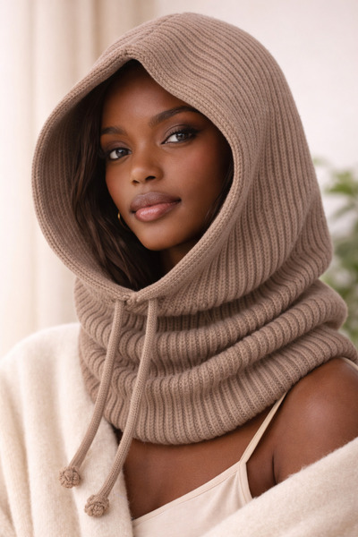 Jack Ferrero Розкішна коричнева трикотажна балаклава-шапка