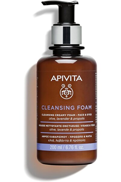 Apivita غسول رغوي للوجه والعينين بزيت الزيتون والخزامى من أبيفيتا، 200 مل