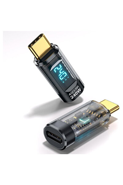 Techsuit Adaptor, USB-C, Afișaj LED, 40Gbps, 8K@60Hz, PD240W - DataBoost (A23...