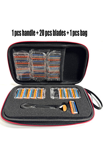 choice2 7 pcs comb orange Men's 5-Layer Shaving Razor Storage Bag Portable Gr...