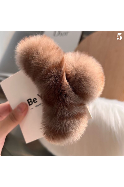 Choice 5 دبابيس شعر شتوية من الفرو الصناعي على شكل مخلب أرنب، مشبك شعر مخملي،...