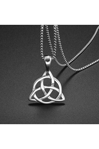Choice قلادة فضية بتصميم عقدة سلتيك ثلاثية، قلادة نوردية عتيقة لجلب الحظ، تمي...