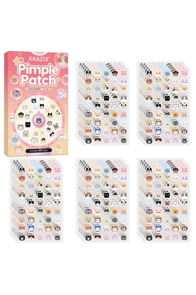 Choice 45 قطعة من لصقات حب الشباب الكرتونية، لصقات إخفاء عيوب الوجه على شكل ق...