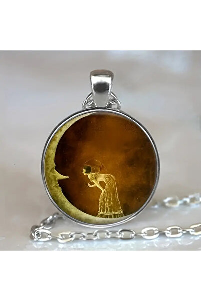 Choice قلادتان عتيقتان لامرأة على القمر، بتصميم هلال دائري، مصنوعتان من الزجا...