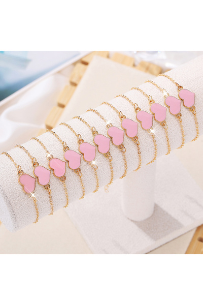 Choice طقم مكون من 12 قطعة من أساور وسلاسل معدنية بتصميم بسيط على شكل قلب، من...