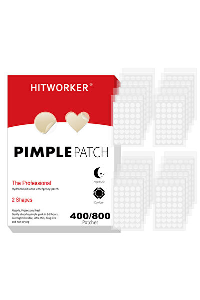 Choice مجموعة لصقات حب الشباب الشفافة 800 قطعة - شكل دائري وقلب، غطاء هيدروكو...