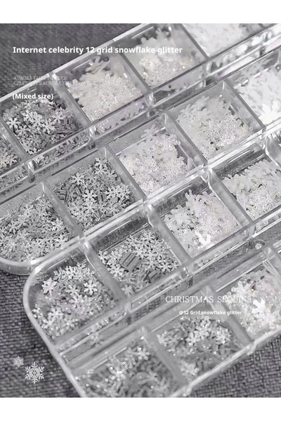 Choice 1BOX Kaniu Ice-Crystal Snowflake Glitter Nail Art Set Trending White R...