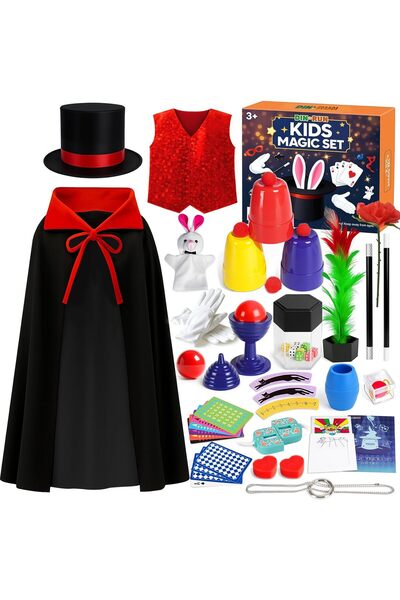 DINORUN DINORUN magic set for children, magician costume with wand and access...