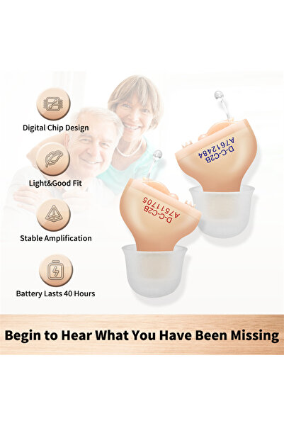 Choice1 سماعة أذن يسارية CIC، مكبر صوت ذكي، سماعات أذن غير مرئية للصم/كبار السن