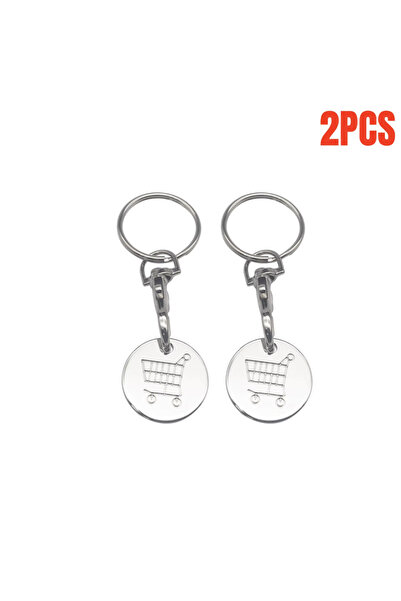Choice 2pcs 2/4Pcs Trolley Tokens Keychains Universal Small Metal Stainless S...