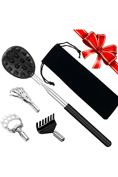 Choice 4 in 1 Black A Back Scratcher Telescoping Back Massager with 4Pcs Diff...