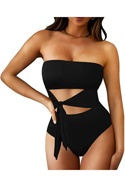 PINK QUEEN Women's Swimsuit, Pink Queen, Strapless Monokini, Cut Out, High Wa...