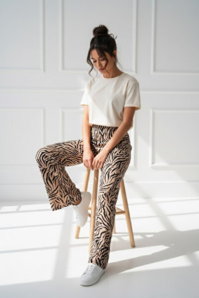 Outletore Women's Zebra Pattern Thin Satin Summer Loose Wide Leg Sweatpants –...