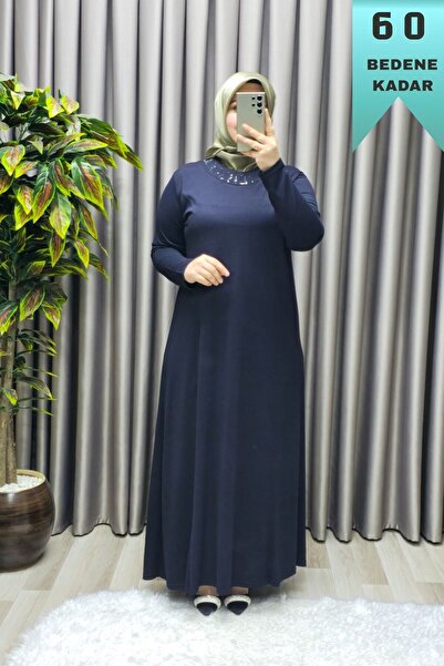 Elmas Tesettür Women's Hijab Plus Size Clothing Mother's Dress with Stone Collar