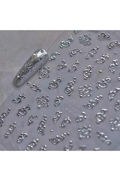 Choice ملصقات تزيين الأظافر MS639S بنمط ذهبي فضي بتقنية الختم الساخن، بنمط صي...