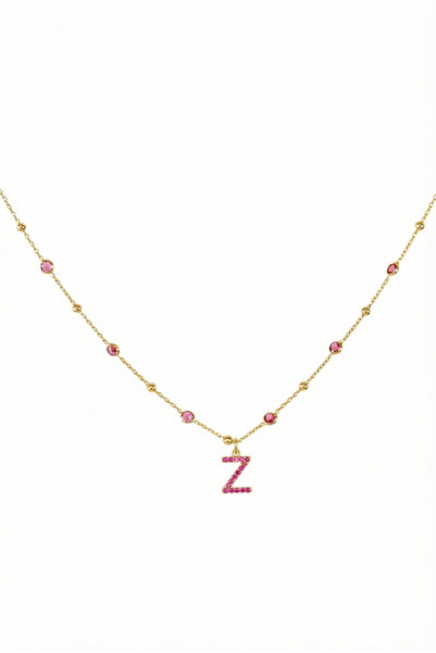 Queen Silver Jewelry 925 ayar gümüş. ruby zirkon taşlı (fuşya) ,toplu zincirl...