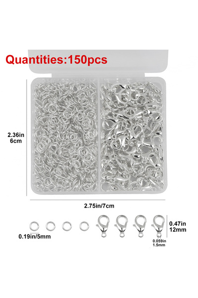 Choice TH108 150 قطعة/صندوق مشابك جراد البحر باللون الفضي وحلقات مفتوحة وأساو...