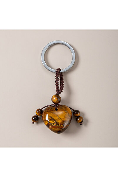 Choice Tiger Eye 1PC Natural Stone Heart Keychain Healing Crystal Stone Rose ...
