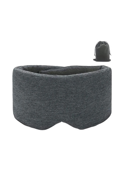 Choice قناع نوم قطن رمادي داكن، يحجب الضوء بنسبة 100%، مناسب للنوم على الجانب...