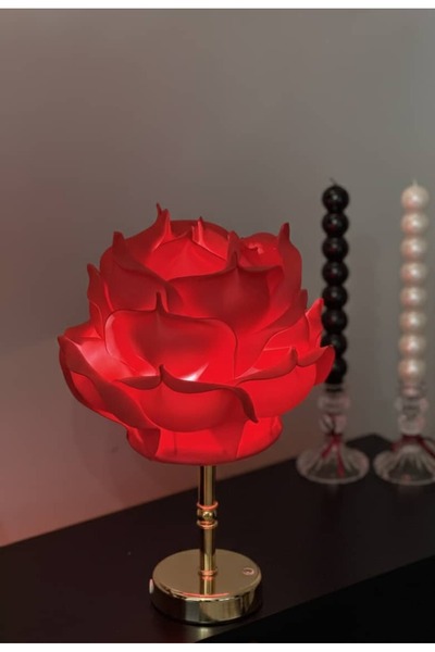 Maison Avf Sevgililer Günü Özel Kırmızı Eva Gül Tasarım Kablosuz Şarjlı Masa ...