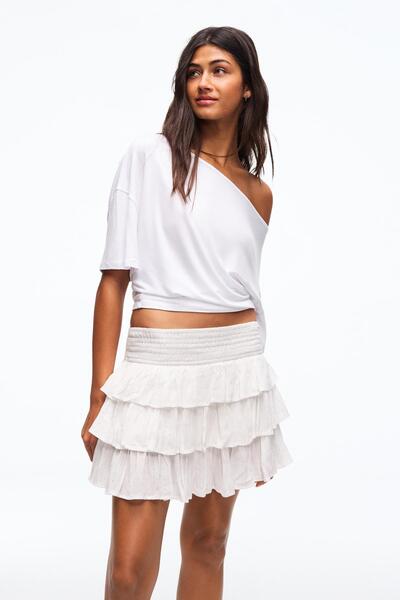 Bershka Parlak fırfırlı mini etek