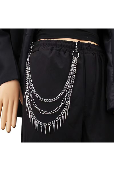 Choice Silver Long pointed cone Metal Rock Trousers Hipster Pant Jean Keychai...