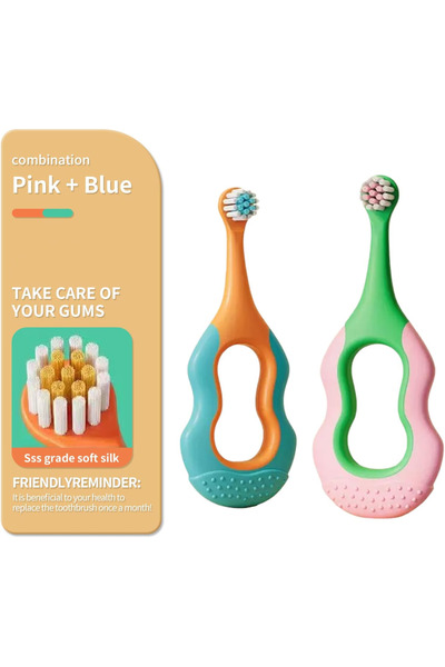 Choice Pink-Blue 2PCS Kids Toothbrush Round Soft Bristles with Food-Grade Che...