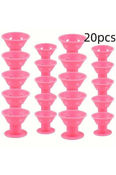 Choice بكرات شعر وردية اللون على شكل فطر، 20 قطعة (10/20 قطعة)، ناعمة ولطيفة ...