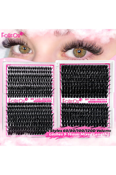 choice2 مجموعة رموش عنقودية خماسية الأبعاد كثيفة وناعمة، 640 قطعة، MIX D 32RO...