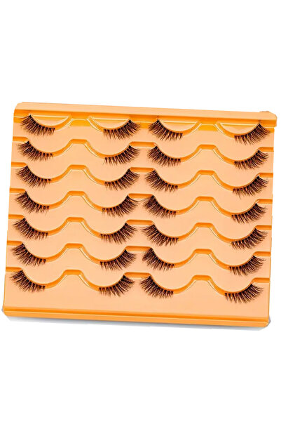 Choice 14 زوجًا من الرموش الصناعية شبه العينية باللونين الأسود والأحمر، رموش ...