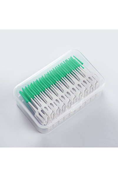 choice2 فرشاة أسنان ناعمة بين الأسنان، لون أخضر، 200 قطعة/علبة، مزودة بخيط.