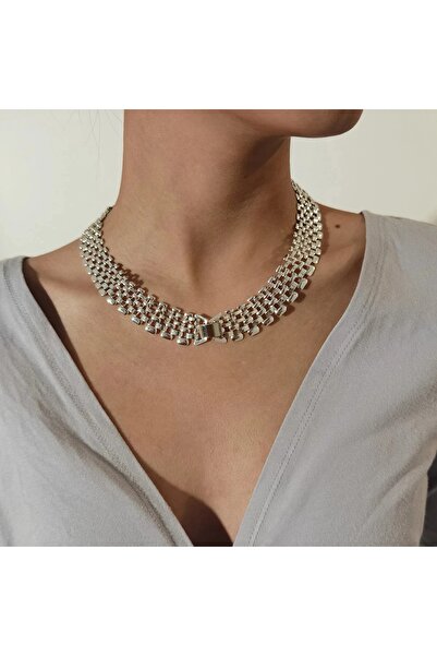 Choice قلادة فضية اللون من تصميم S01 SHIXIN، سلسلة سميكة مبالغ فيها للنساء، ق...