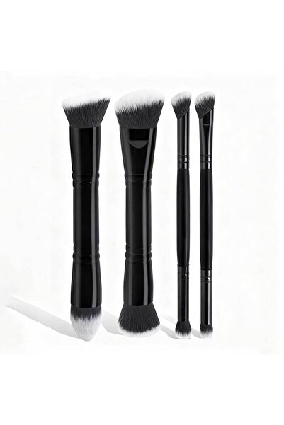 Choice مجموعة فرش مكياج احترافية للوجه مكونة من 4 قطع، ذهبية اللون، ذات طرفين...