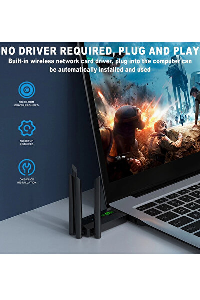 MAXGO 3148 Usb Wifi Adaptörü Kablosuz Wifi Internet Alıcı Ağ Kartı 1200 Mbps Usb 3.0 Çift Bant 2.4gh