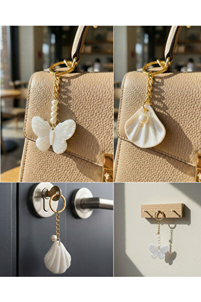 rosfloa rf 6 Pieces Keychain – No Cards & No Gelatin – Gift Butterfly & Pearl...
