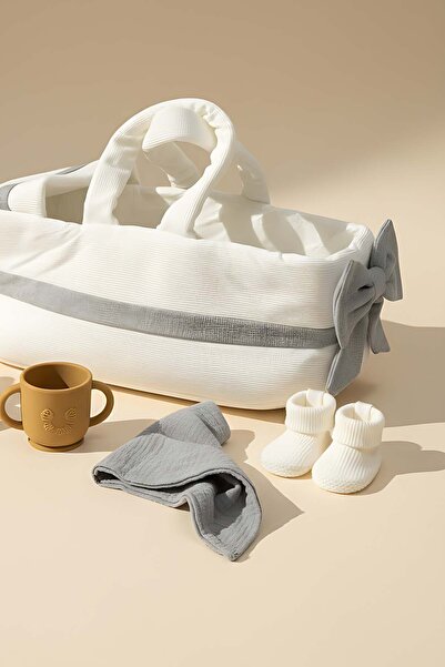 Rivaİstanbul Bow Gray Ribbon Baby Carrying Bag