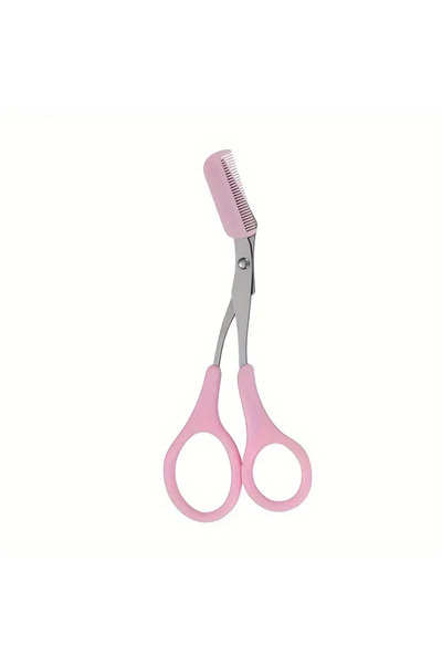 Choice1 مقص تشذيب الحواجب (وردي) مع مشط لإزالة شعر الرموش وتشكيل الحواجب