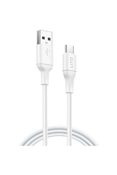 Lito Data Cable with USB Plugs, Type-C, 1m - (LD06) - White