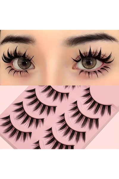 Choice 15mm C Black & Silver 5 pairs of dramatic manga style false eyelashes ...