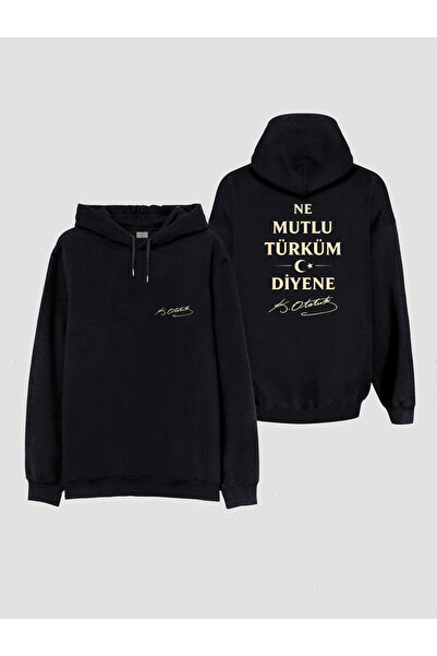 AYDESİGN Mustafa Kemal Atatürk Printed Men's Women's Children's Hooded Black ...