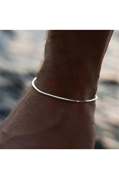 Choice سوار رجالي بسيط من الفولاذ المقاوم للصدأ، فضي اللون، بطول 18 سم، بتصمي...