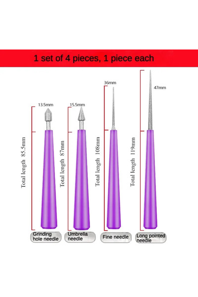 Choice 4 Pcs of 1 set DIY Jewelry Tools Reaming Drill Needle Files Bead Craft...