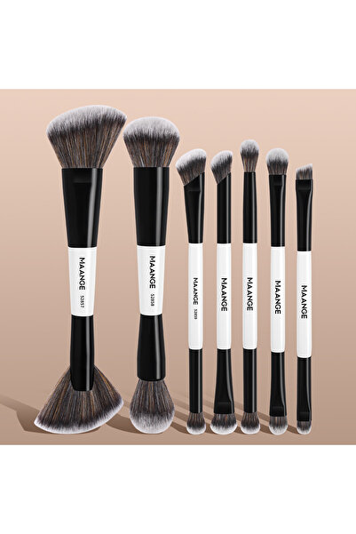 Choice مجموعة فرش مكياج الوجه الفاخرة ذات الرأسين من مانج، باللونين الأسود وا...